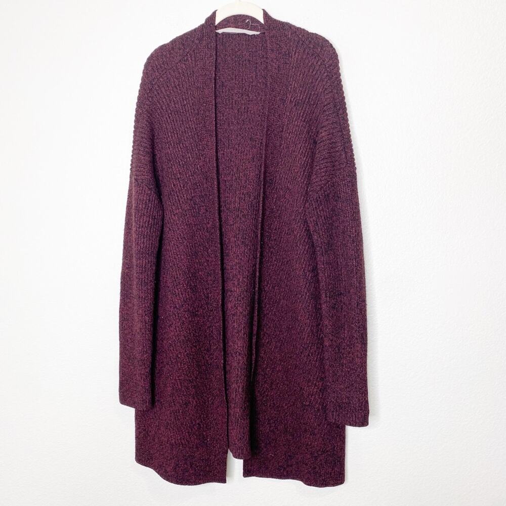 athleta maroon knit open front cardigan sweater size medium